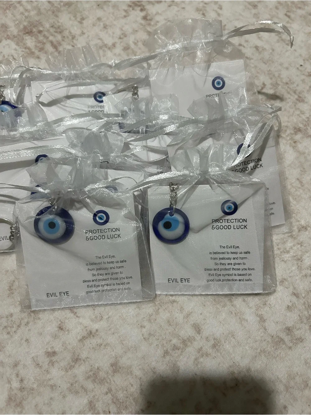 Evil Eye Protection Keychain/Charm - Blue White